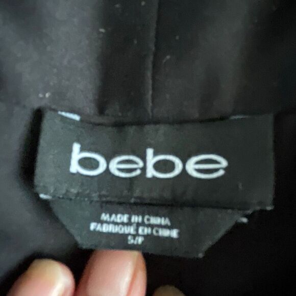 EUC Bebe Black Cross Front Surplice Long Sleeve Blouse - Size Small - Picture 8 of 9